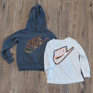 Nike Kids Gray Hoodie and White Shirt Set